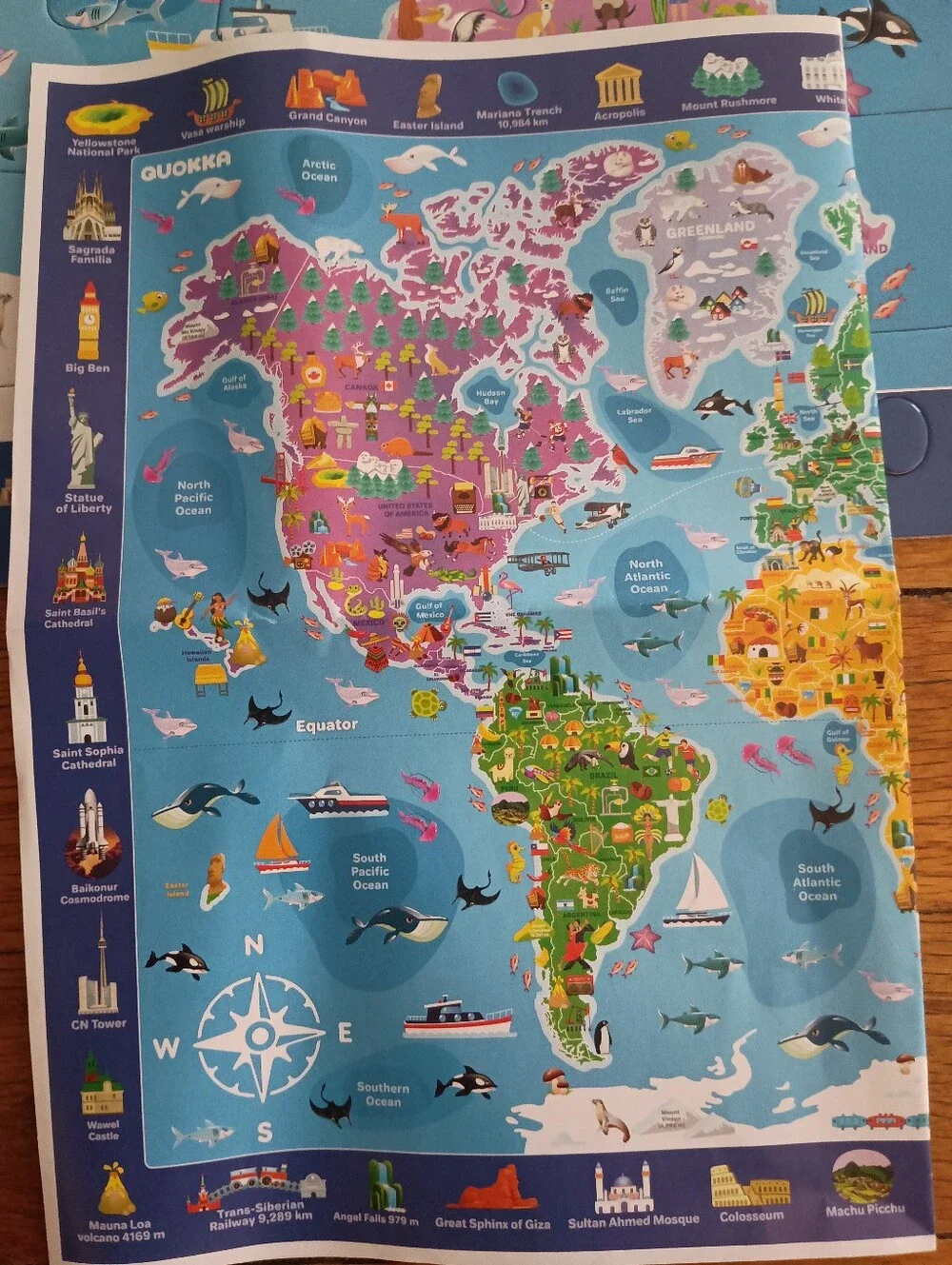 3/$10 🌟 Kids Quokka Colorful World Map 100 Piece Educational Jigsaw Puzzle